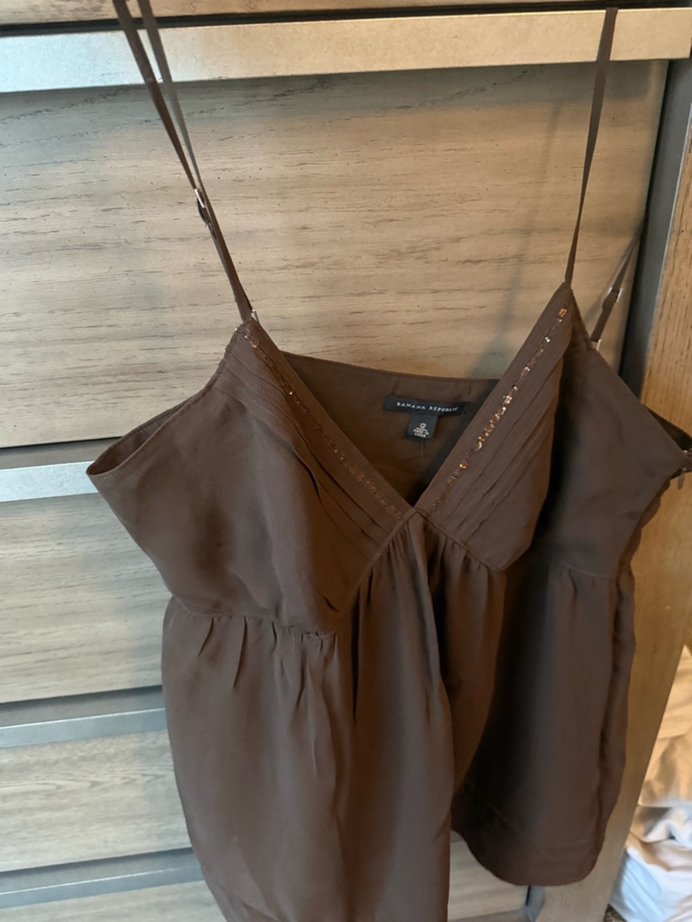 Banana Republic Chocolate Brown Satin V-Neck Cami